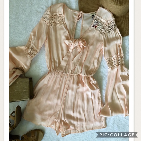Threadzwear Pants - Beautiful Blush Crochet Detailed Romper